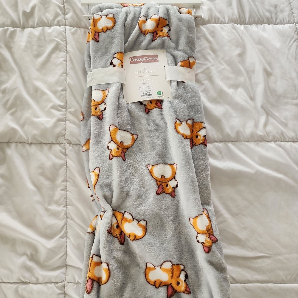 Gray Corgi Throw Blanket